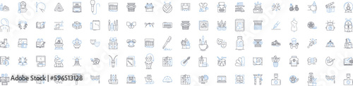 Innovative thinkers line icons collection. Visionary, Resourceful, Piering, Questing, Challenging, Trailblazing, Clever vector and linear illustration. Generative AI