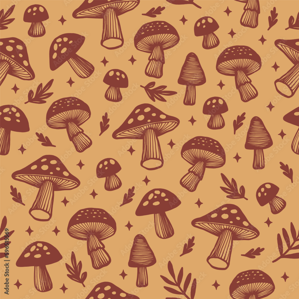 Pattern seamless plant mushroom