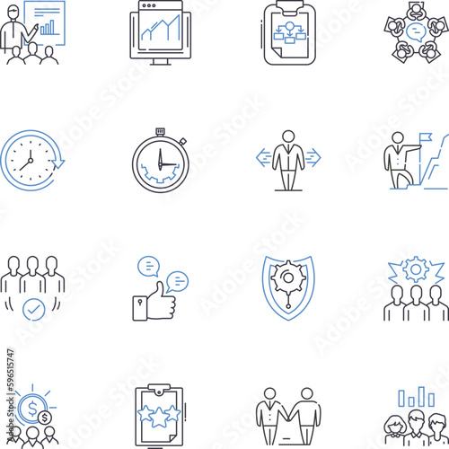 Implementation line icons collection. execution, deployment, integration, realization, attainment, materialization, performance vector and linear illustration. Generative AI