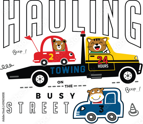 hauling work  vector animal cartoon illustration design graphic printing