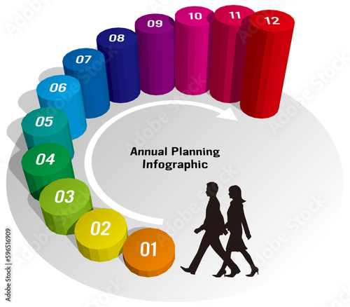 1年または時間を表す12段のインフォグラフィック　ベクターイラストレーション