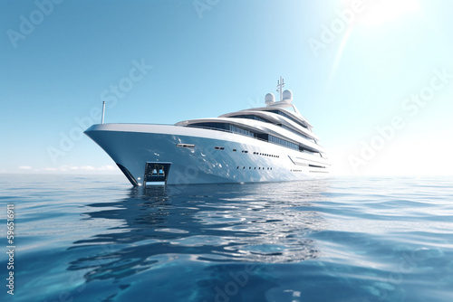 luxury glamorous yacht at sea with clear blue skies, Generative AI © Jhati