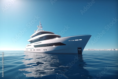 Glamorous yacht at sea with clear blue skies, Generative AI   © Jhati