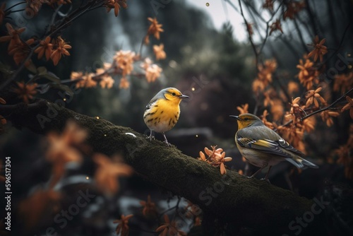 An image depicting spring foliage and birds. Generative AI © Ibrahim