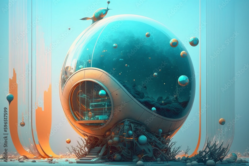 Sphere futuristic scene made with AI Generative