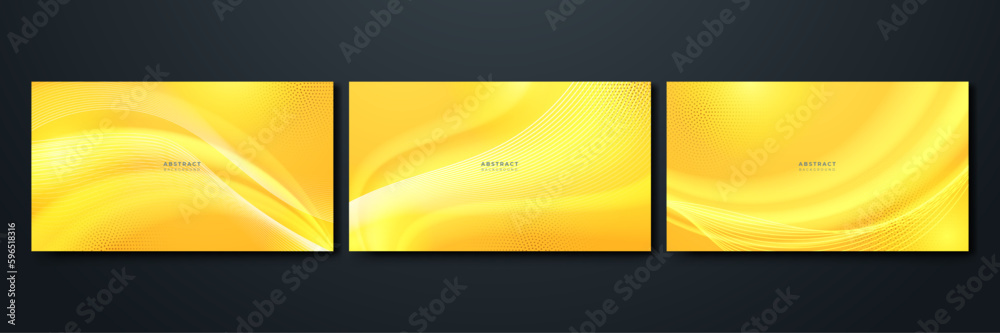Abstract yellow background with wave line modern trendy fresh color for presentation design, flyer, social media cover, web banner, tech banner