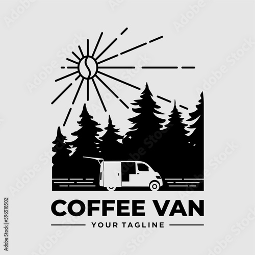 COFFEE VAN LOGO POSTER T SHIRT ILLUSTRATION EDITABLE