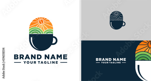 COFFEE SHOP CUP LOGO OUTDOOR ILLUSTRATION EDITABLE