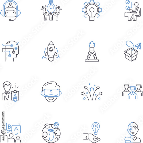 Entrepreneurship business line icons collection. Innovation, Risk-taking, Drive, Growth, Ambition, Resilience, Nerking vector and linear illustration. Venture,Creativity,Leadership Generative AI