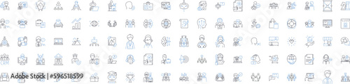 Corporate ladder line icons collection. mbition, advancement, career, climb, competition, development, hierarchy vector and linear illustration. growth, leadership, management outline Generative AI