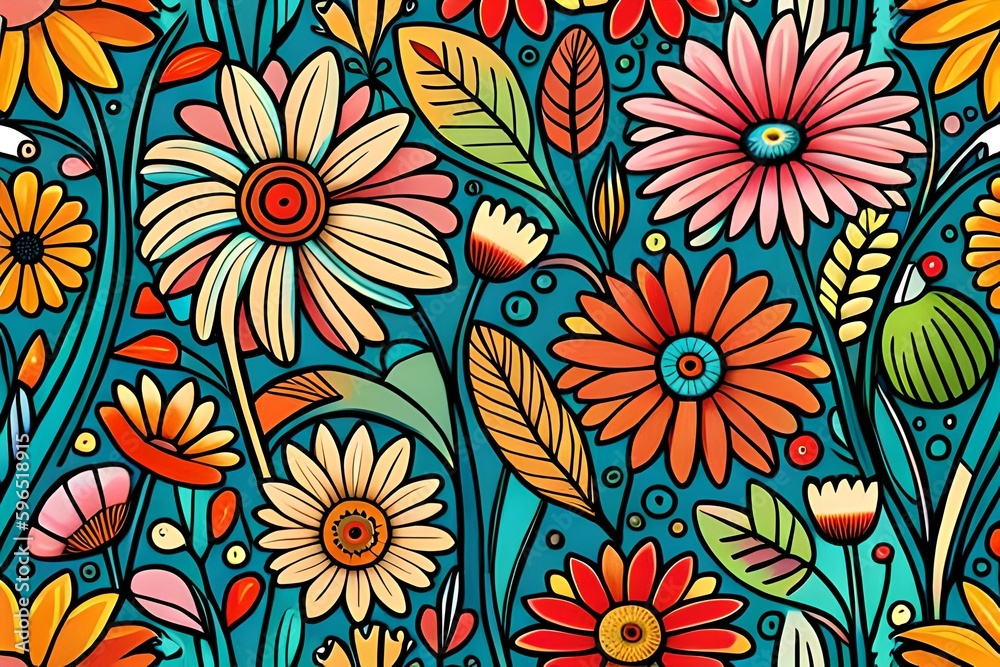 Beautiful flowers repeating pattern Generative AI Beautiful flowers repeating pattern Generative AI
