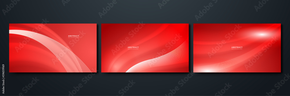 Abstract red background with wave line modern trendy fresh color for presentation design, flyer, social media cover, web banner, tech banner