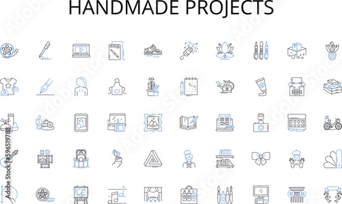 Handmade projects line icons collection. Heritage, Tradition, Inheritance, Remembrance, Ancestry, Lineage, Endowment vector and linear illustration. Perpetuity,Continuity,Succession Generative AI