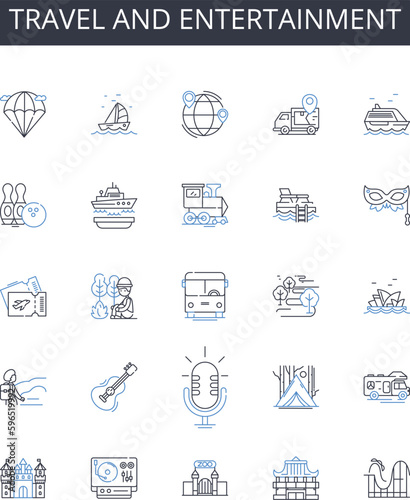 Travel and entertainment line icons collection. Journey, Excursion, Trip, Tour, Expedition, Roaming, Sightseeing vector and linear illustration. Adventure,Backpacking,Escapade outline Generative AI