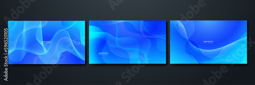 Abstract modern blue gradient waves overlap background with copy space for text. Minimal concept. Vector illustration © Roisa