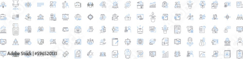 Market Analytics line icons collection. Predictive, Optimization, Analysis, Trends, Insights, Data, Metrics vector and linear illustration. Performance,Strategy,Monitoring outline signs Generative AI
