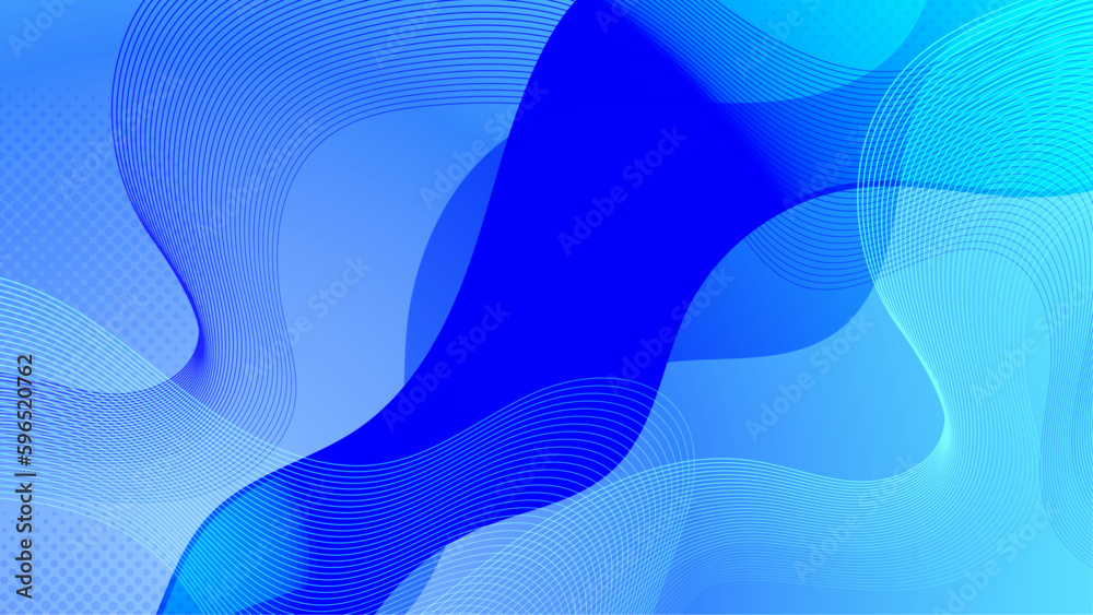 Abstract wave element for design. Digital frequency track equalizer. Stylized line art background. Blue shiny wave with lines created using blend tool. Curved wavy line, smooth stripe Vector