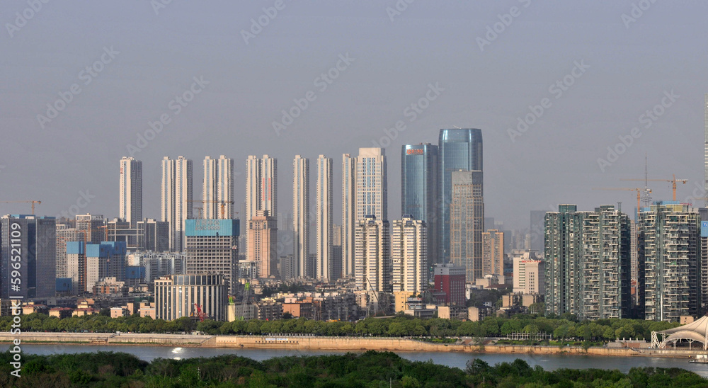 The modern architectural complex next to West Lake Park in Changsha, Hunan, China was photographed at West Lake Park in Yuelu District, Changsha City.