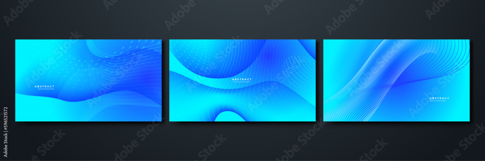 Minimal blue geometric background. Dynamic shapes composition.