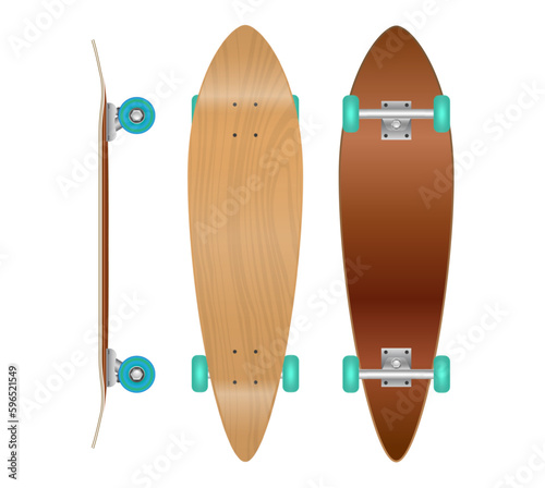 set of realistic skateboard deck template isolated. eps vector