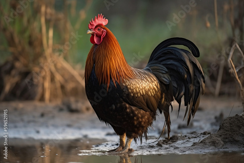 a cool rooster is crowing © imur