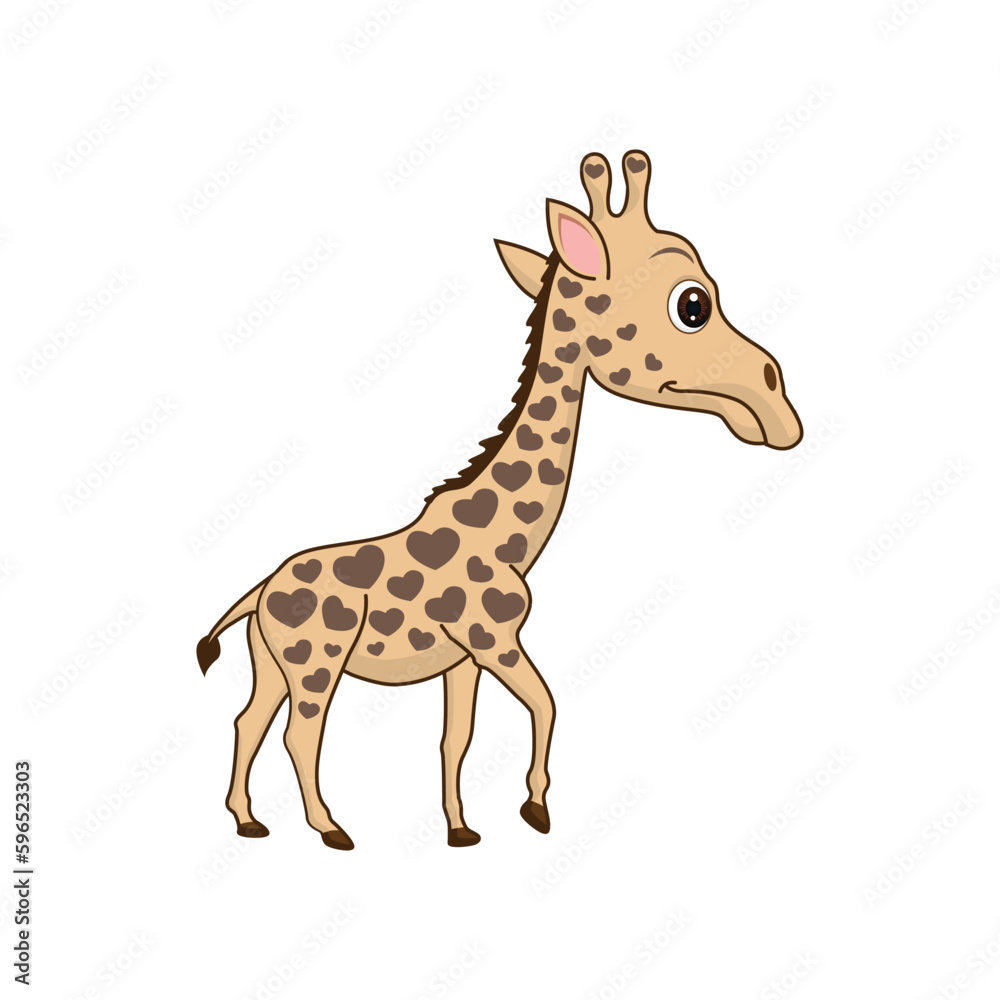 Obraz premium Cute giraffe in cartoon style isolated. Giraffe mascot on white background illustration