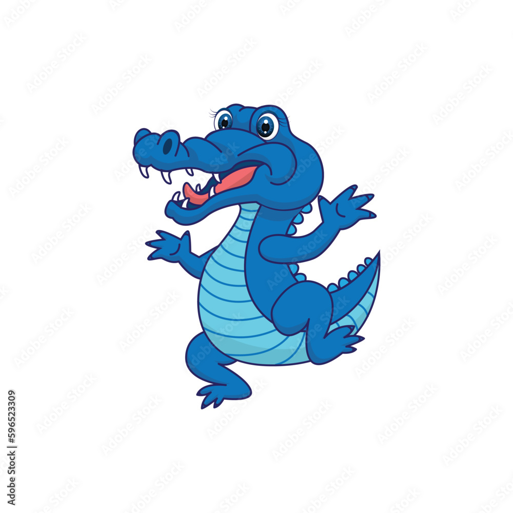Cute Alligator or Crocodile in cartoon style isolated on white background illustration Cute Alligator or Crocodile in cartoon style isolated on white background illustration