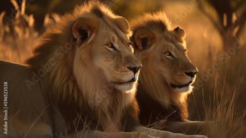lion and lioness in serengeti