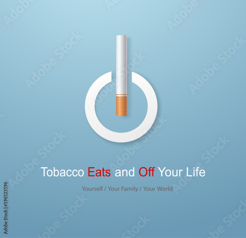 Campaign card against smoking on World No Tobacco Day Reminder of the effects of smoking on yourself, your family and society.