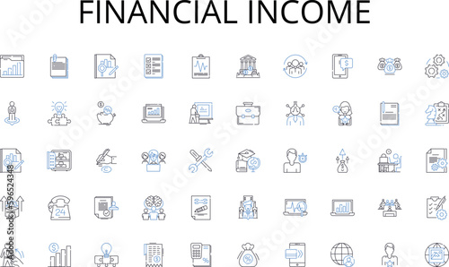 Financial income line icons collection. Logistics, Delivery, Transport, Warehousing, Fulfillment, Inventory, Routing vector and linear illustration. Shipment,Supply chain,Dispatch Generative AI