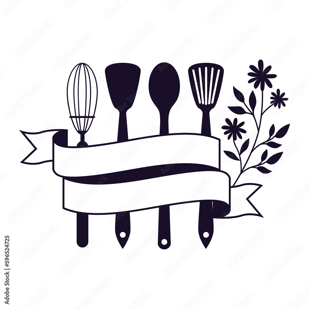 Retro kitchen utensil tools logo design. Kitchen tools clipart SVG. Vector  illustration Stock-Vektorgrafik