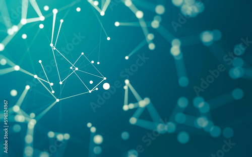 Abstract background. Molecules technology with polygonal shapes, connecting dots and lines. Connection structure. Big data visualization.