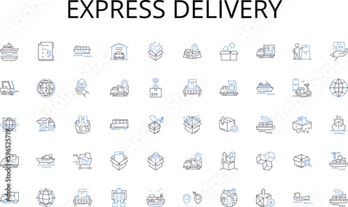 Express delivery line icons collection. Training, Coaching, Mentoring, Skill-building, Growth, Learning, Empowerment vector and linear illustration. Generative AI