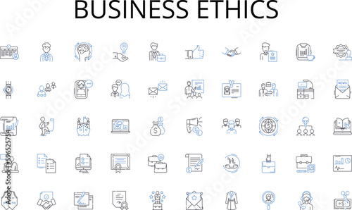 Business ethics line icons collection. Cargo, Shipment, Logistics, Transport, Haulage, Delivery, Dispatch vector and linear illustration. Consignment,Carriage,Distribution outline signs Generative AI