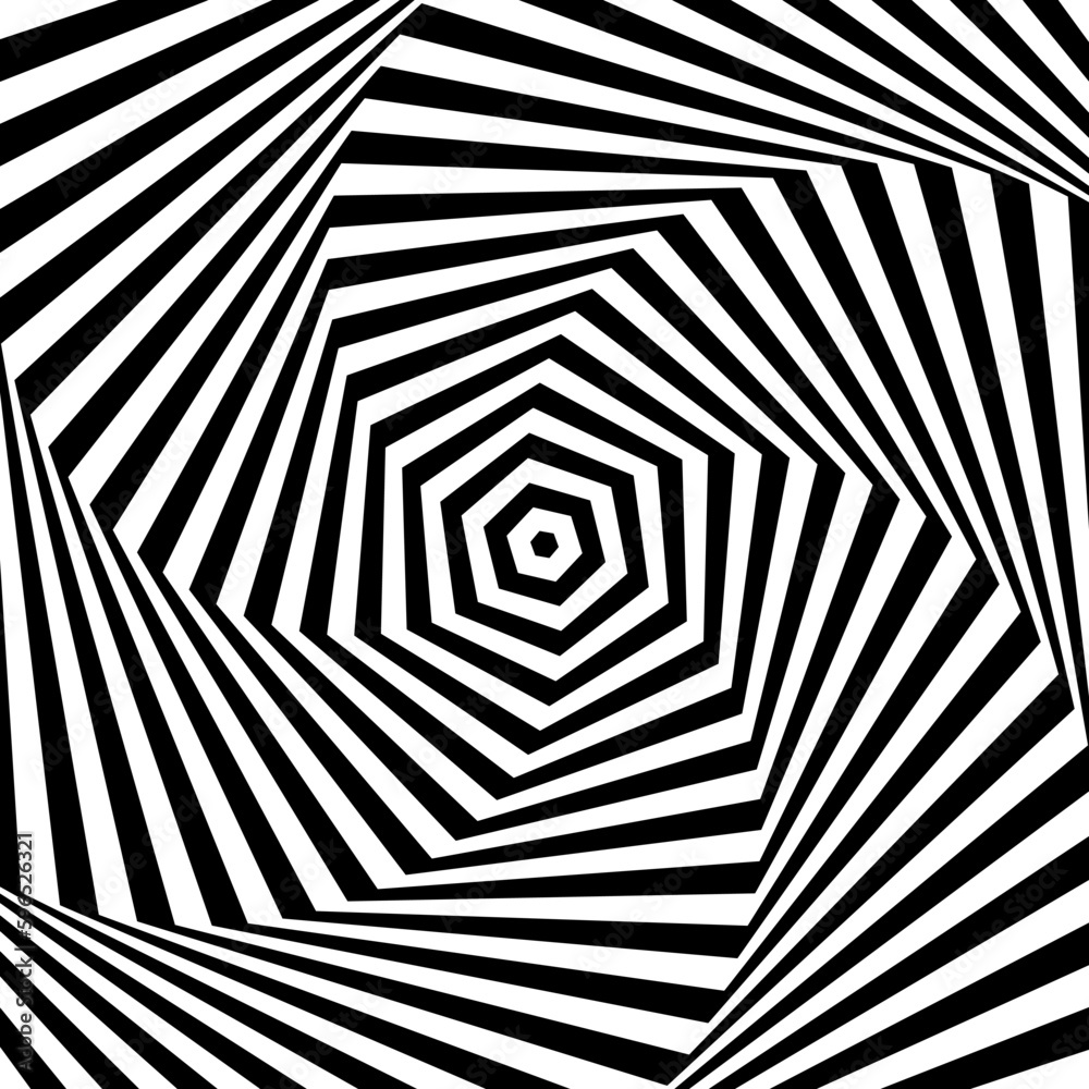 Optical illusion background. Black and white abstract geometric surface.  Poster design. Torsion illusion wallpaper. Vector illustration Stock Vector  | Adobe Stock