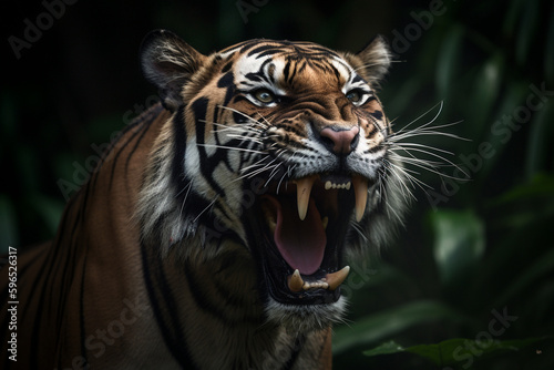 cool sumatra tiger roar photo