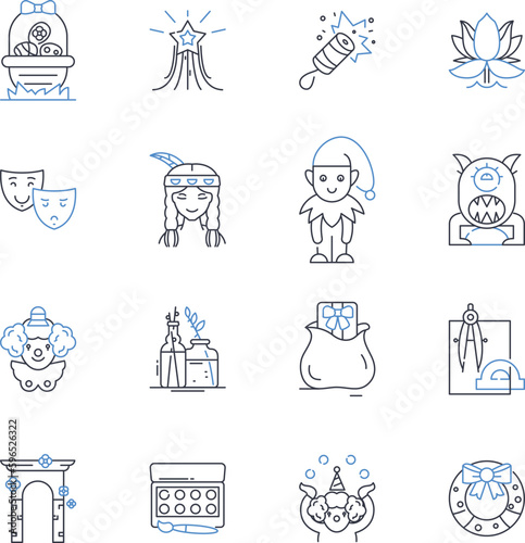 Ambitious projects line icons collection. Visionary, Innovation, Boldness, Audacity, Trailblazing, Piering, Disruptive vector and linear illustration. Generative AI photo