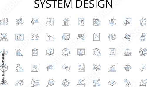 System design line icons collection. Freelance, Self-employed, Entrepreneur, Outsourced, Subcontractor, Consultant, Soloist vector and linear illustration. Overhead,Autonomy,Expertise Generative AI