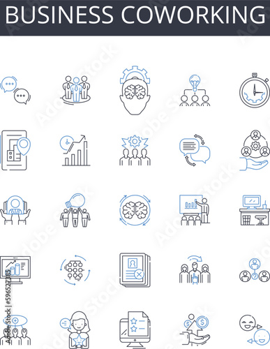 Business coworking line icons collection. Corporate partnerships, Professional collaboration, Entrepreneurial nerking, Company team-building, Commercial alliances, Enterprise sharing, Generative AI