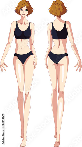 Fashion woman front back