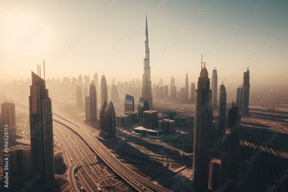 Scenic Dubai journey. Generative AI