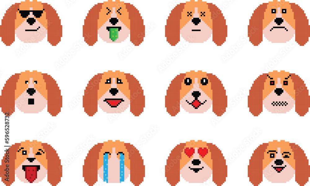 The Dog Pixel Emoji emoticon collection