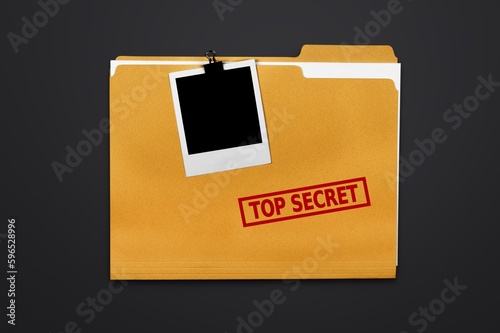 Yellow office file with documents on black table