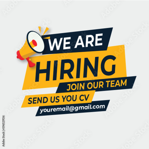 Recruitment advertising template. Recruitment Poster, Job hiring poster, social media, banner, flyer. Digital announcement job vacancies layout
