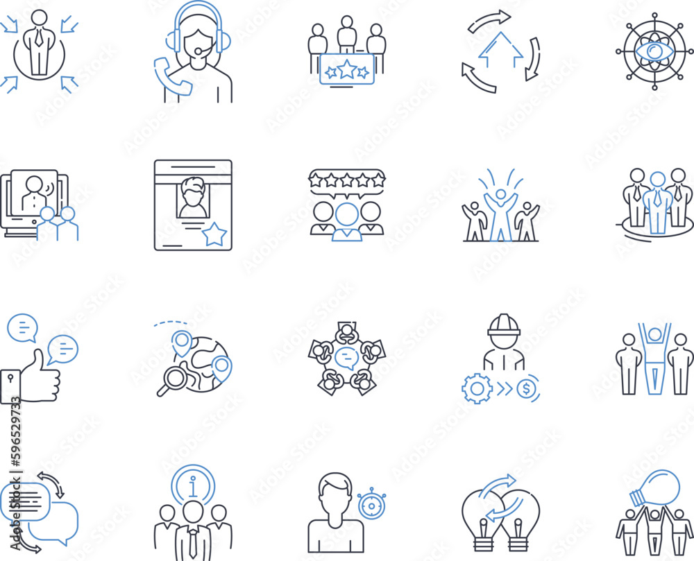 Partnership circle line icons collection. Alliance, Collaboration, Friendship, Unity, Community, Synergy, Harmony vector and linear illustration. Support,Cohesion,Teamwork outline signs Generative AI