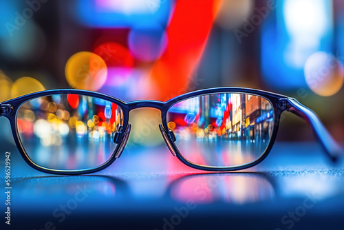 Glasses and mall blur light light and shadow