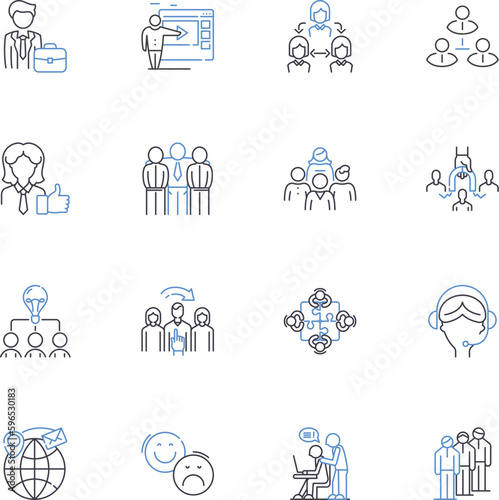 Crisis management line icons collection. Response, Planning, Preparedness, Mitigation, Communication, Recovery, Contingency vector and linear illustration. Emergency,Strategy,Adversity Generative AI