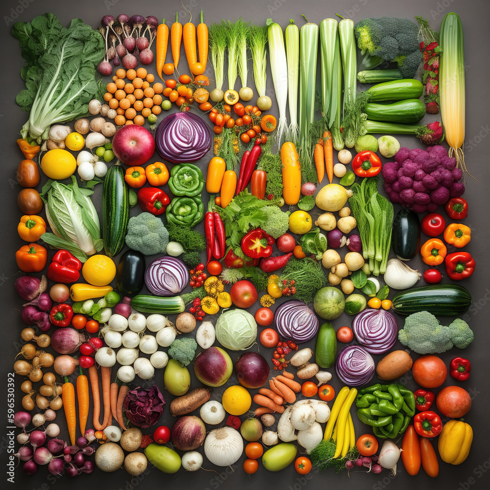 Organic fresh vegetables with black background