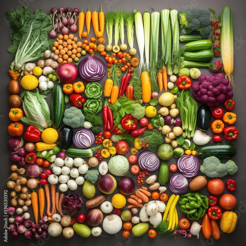 Organic fresh vegetables with black background