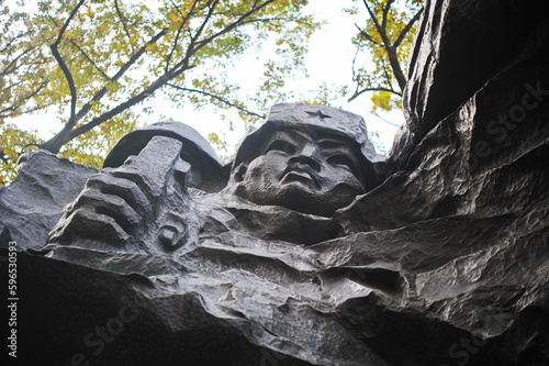 Almaty, Kazakhstan - 10.03.2015 : Monument to soldiers - 28 Panfilov heroes at the eternal flame. photo